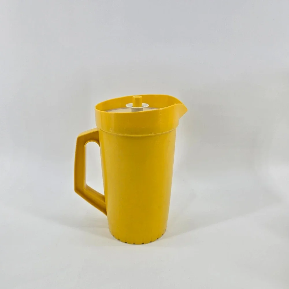 Vintage Tupperware 2 qt. Pitcher and Tumblers Set Harvest Yellow 3pc Set